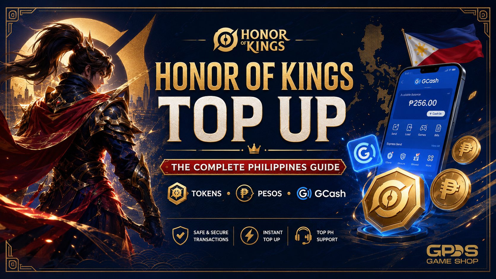 Honor of Kings Token top-up guide for the Philippines, paid in pesos with GCash through GPDS Game Shop